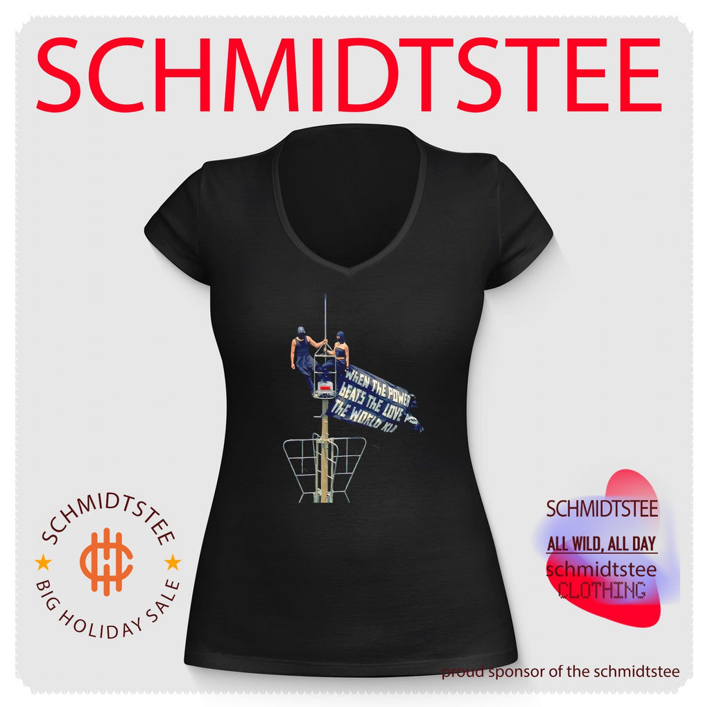 Rooftop climbing when the power of love beats the love of power the world knows peace shirt