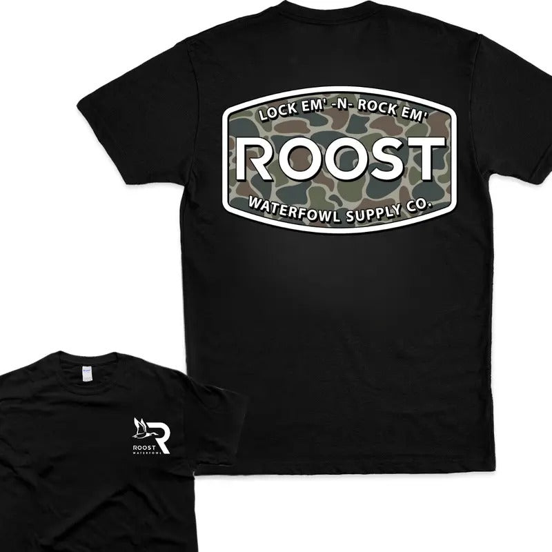Roost Waterfowl T-Shirt  Unique Camo Logo Cool Hunting Top Hoodie, Sweatshirt | TeeBloomCo.com