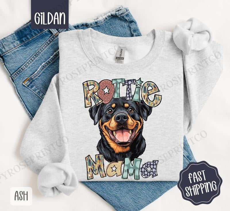 Rottweiler Mama Sweatshirt, Rottie Dog Mama Women's Crewneck, Cute Dog Mom Women's Sweatshirt T-Shirts, Hoodie