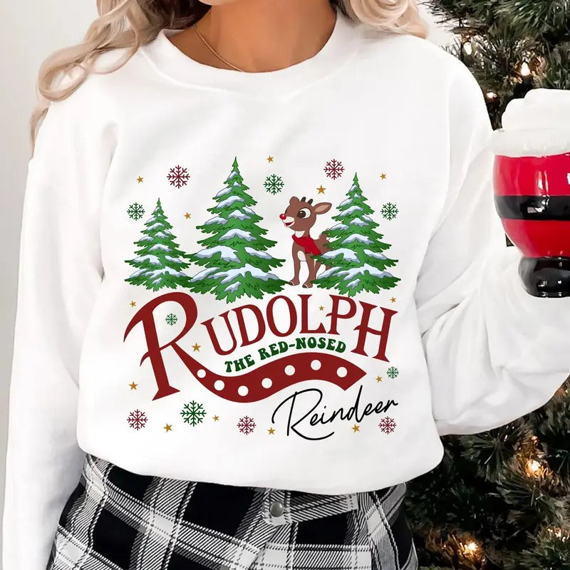 Rudolph The Red Nosed Reindeer Sweater, Rudolph Christmas Tee Shirt, Holiday Reindeer Rudolph Sweatshirt, Christmas...