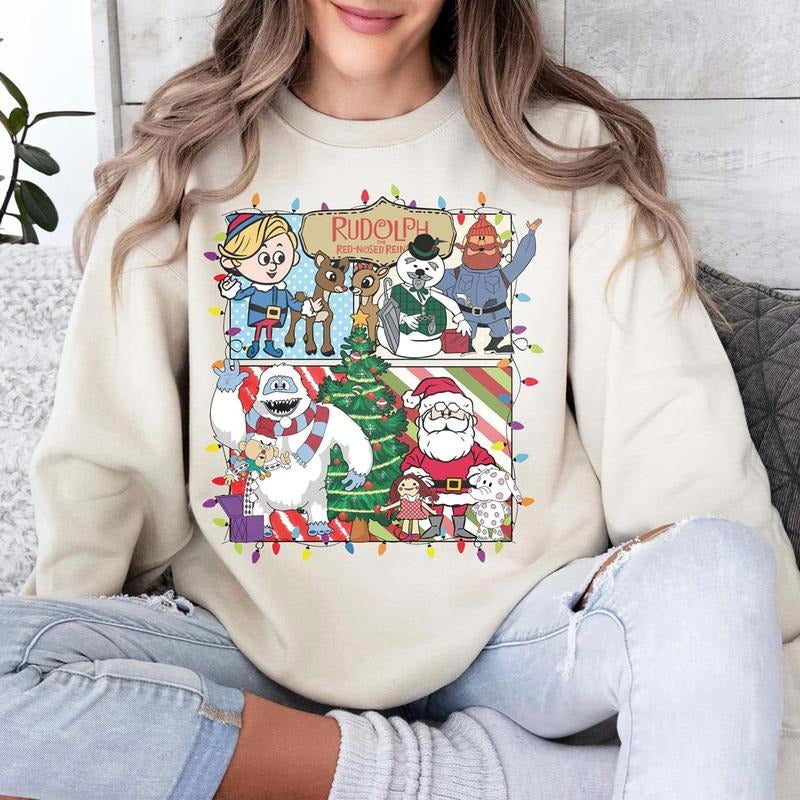 Rudolph The Red Nosed Reindeer Sweatshirt, A Bit Of A Misfit Christmas T-Shirt, Christmas Cartoon Characters Sweater,...