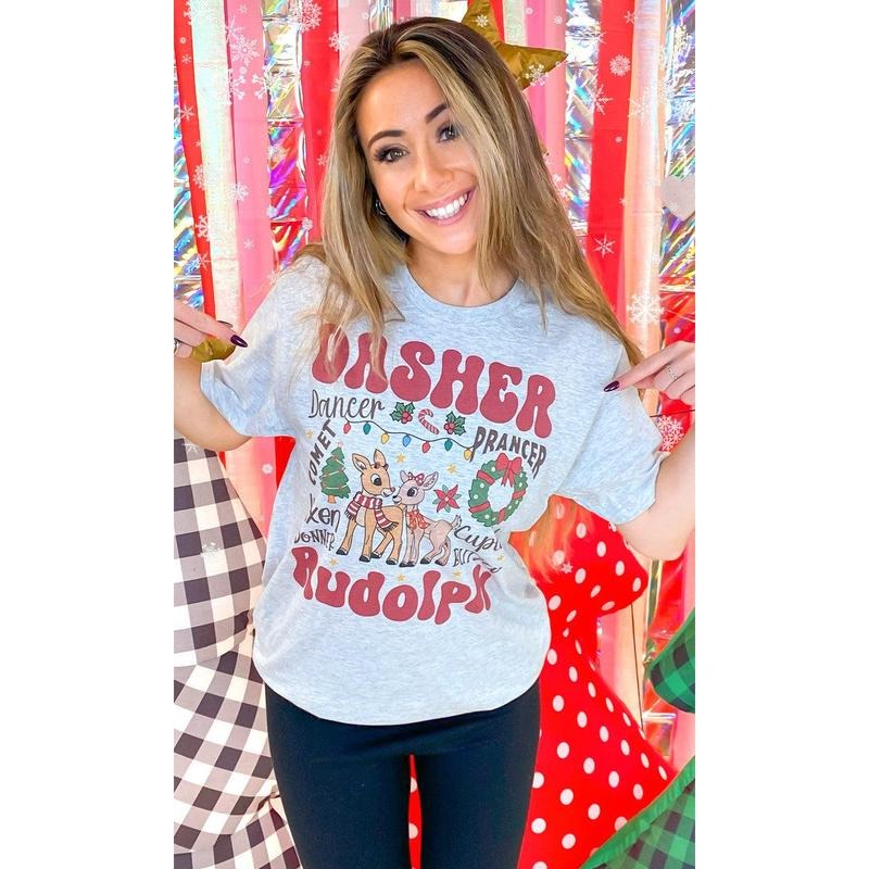 Rudolph and Reindeer Christmas Graphic T-Shirt Hoodie, Sweatshirt | TeeBloomCo.com