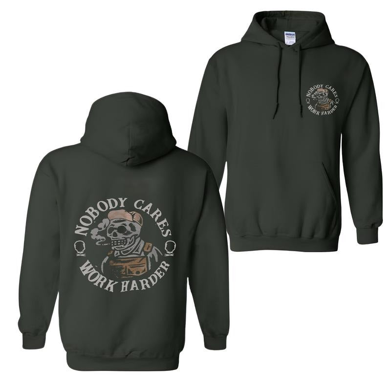 [S-5Xl] Nobody Cares Work Harder Skull Printed Men Hoodie, Sweatshirt -  2 Sided Hoodie, Naughty Clothes Men, Comfort...