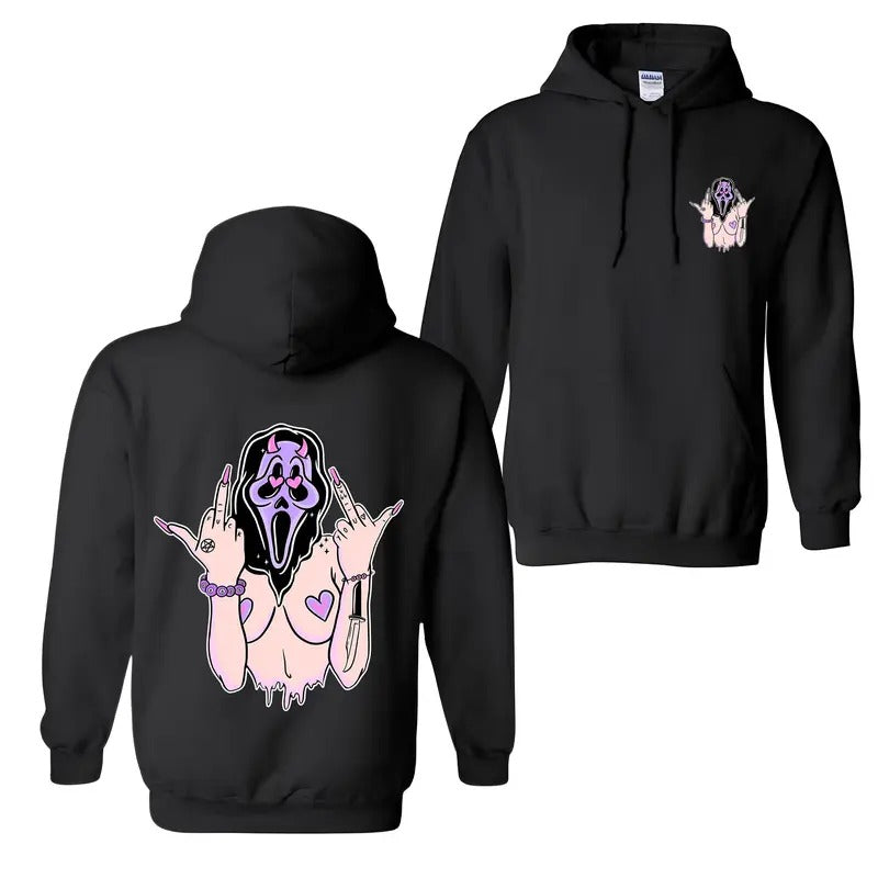 [S-5Xl] Scream Funny Expression with Na.ked Body Black Print Hoodie, Sweatshirt -  2 Sided Hoodie, Naughty Clothes Men,...