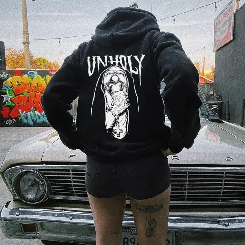 [S-5Xl] Unholy Nun Printed Oversized Hoodie Men Hoodie, Sweatshirt -  2 Sided Hoodie, Naughty Clothes Men, Comfort...