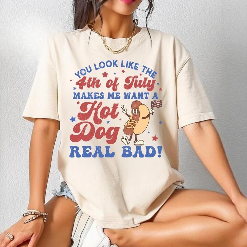 You Look Like the 4th of July T-Shirt, Sweatshirt, American Flag Full Color Graphic, Memorial Day Gift for Everyone, All...