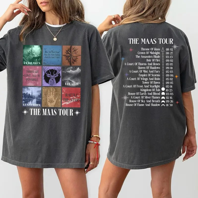 SJM Tour Shirt, The Maas Tour Tee, Booktok T-Shirt, Book Tour Shirt, ACOTAR Tee, Crescent City Sweater, Throne of Glass...