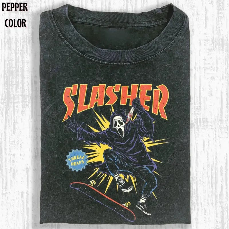 SLASHER T-SHIRT, Scream Movie, Horror Movie Funny Vintage graphic 90' Graphic tee Womenswear Top Hoodie, Sweatshirt