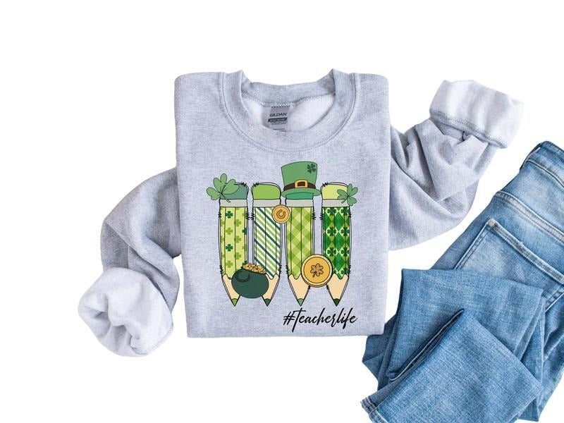 Saint Patricks Day Teacher Sweatshirt, St Paddys Day Teacher Sweater, Irish Teacher Gifts, St Patrick's Day Patty's Day...