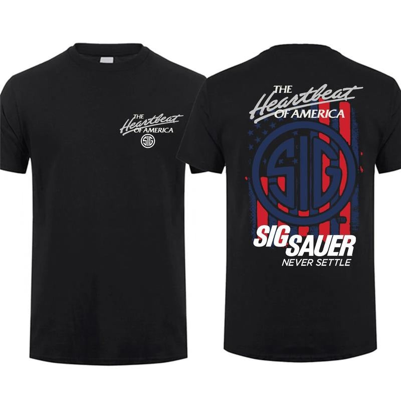 Sig Sauer The Heartbeat Of America 2 Sided T-shirt Unisex Short Sleeve Casual 100% Cotton Sig Sauer Fan Gift Gun Lover...
