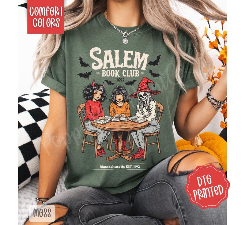 Salem Book Club Shirt Comfort Colors, Trendy Halloween Tshirt Hoodie, Sweatshirt | TeeBloomCo.com