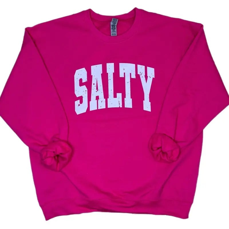 Salty Distressed Crewneck Sweatshirt T-Shirts, Hoodie | TeeBloomCo.com