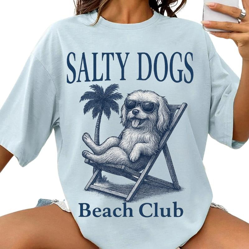Salty Dogs Beach Club Maltese Shirt ~ Unisex Apparel Relaxed Fit Printed In The USA Clothing Womenswear Casual Comfort...