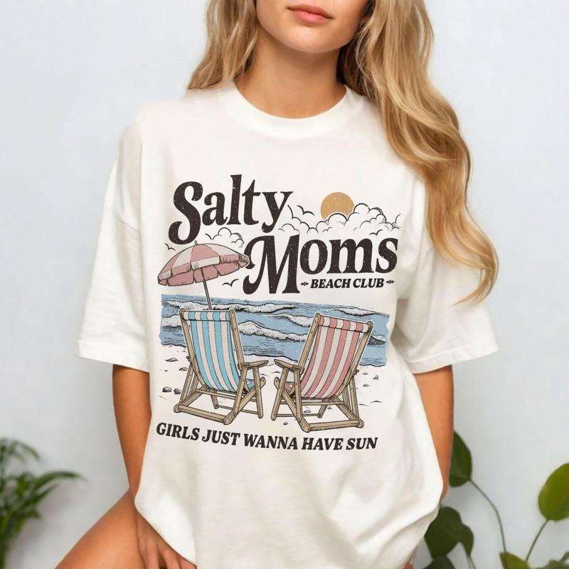 Salty Moms Beach Club T-Shirt, Beach Club Shirt, Summer Vibes Tee Shirt, Salty Moms Shirt, Mother's Day Gift, Gift For...