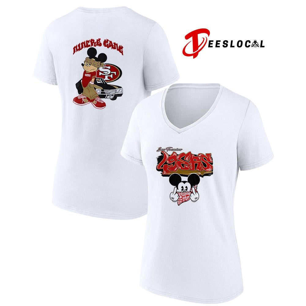 San Francisco 49ers x Gangsta Mickey Mouse middle finger shirt