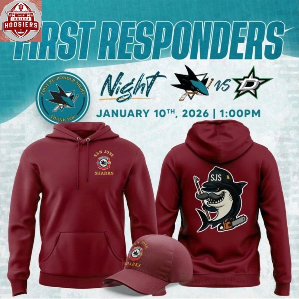 San Jose Sharks First Responders Night 2026 Logo Two Sided T-Shirt