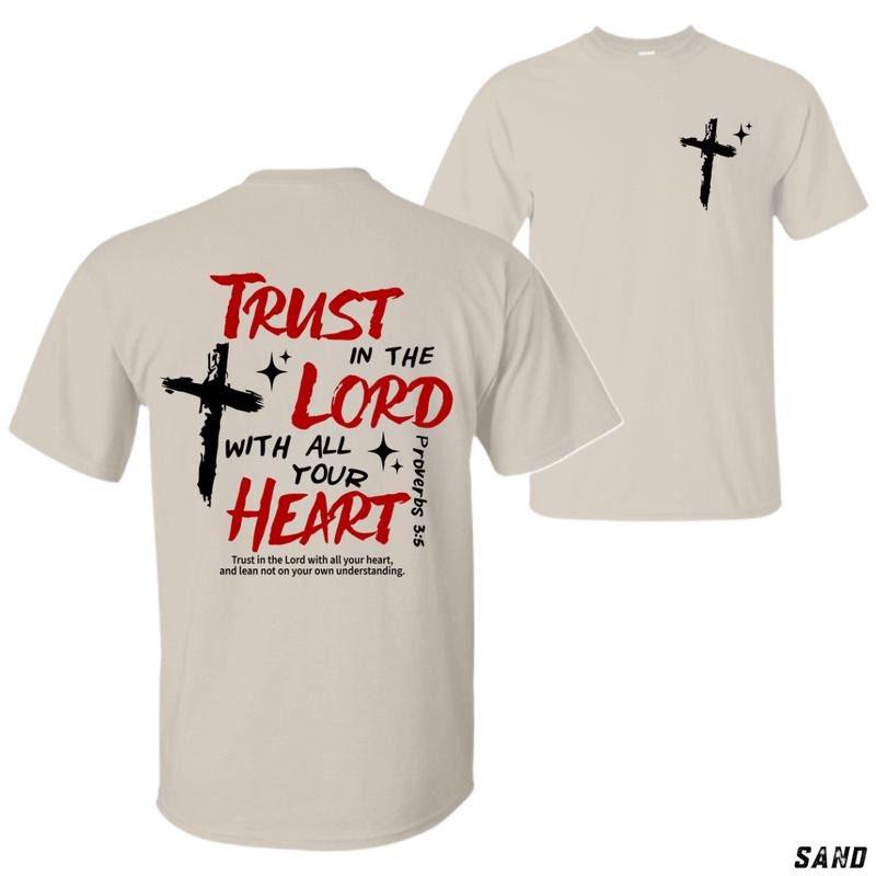 Sando Trust In The Lord Shirt Proverbs 3 5 Bible Verse Graphic Tee Menswear Tops Streetwear Tshirt Classic Cotton...
