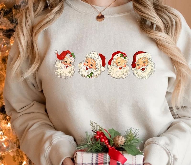 Santa Claus Christmas Sweatshirt, Retro Santa Claus T-Shirt, Christmas Santa Claus Sweater, Holiday Season Tee Shirt,...