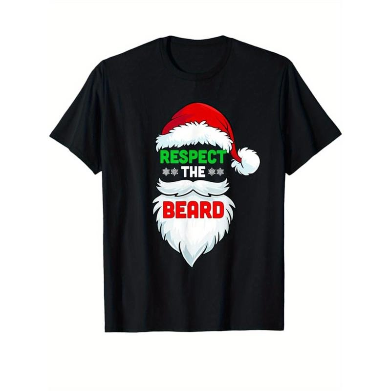 Santa Claus Graphic Tee - Men's Cotton Short Sleeve Crew Neck Casual T-shirt for Outdoor Xmas, Gift for Him, Tops for...