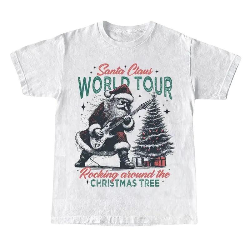 Santa Claus World Tour Christmas Shirt, Rocking Around The Christmas Tree Hoodie, Sweatshirt | TeeBloomCo.com
