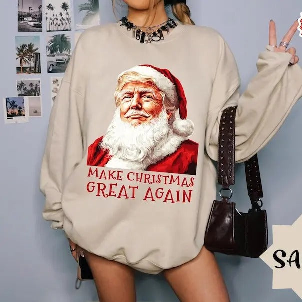 Santa Make America Great Again Shirt, Trump Christmas Shirt,Trump Santa Tee,Republicans Xmas Tee,Make Xmas Great Again...