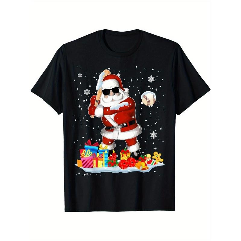 Santa Playing Baseball Cool Christmas Santa Baseball Player men's T-Shirt made in usa Hoodie, Sweatshirt | TeeBloomCo.com