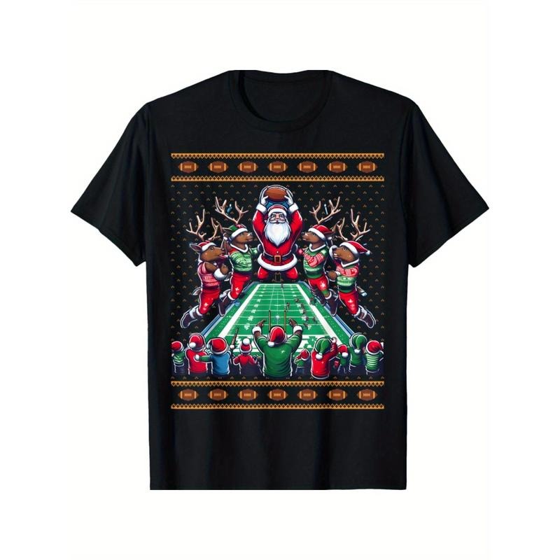 Santa Reindeer Play American Football Christmas Football Fan T-Shirt made in usa Hoodie, Sweatshirt | TeeBloomCo.com