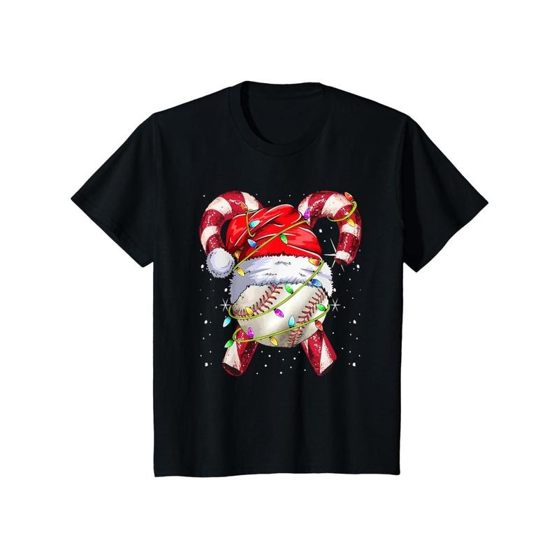 Santa Sports Candy Cane Christmas Baseball Player Men T-Shirt made in usa Hoodie, Sweatshirt | TeeBloomCo.com