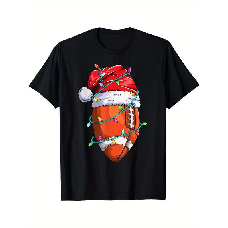 "Santa Sports T-Shirt for Men - Christmas Football Player Graphic Tee" made in usa Hoodie, Sweatshirt | TeeBloomCo.com