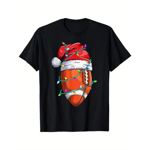 "Santa Sports T-Shirt for Men - Christmas Football Player Graphic Tee" made in usa Hoodie, Sweatshirt | TeeBloomCo.com