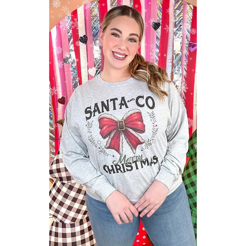 Santa and Company Merry Christmas Graphic Long Sleeve T-Shirt Hoodie, Sweatshirt | TeeBloomCo.com