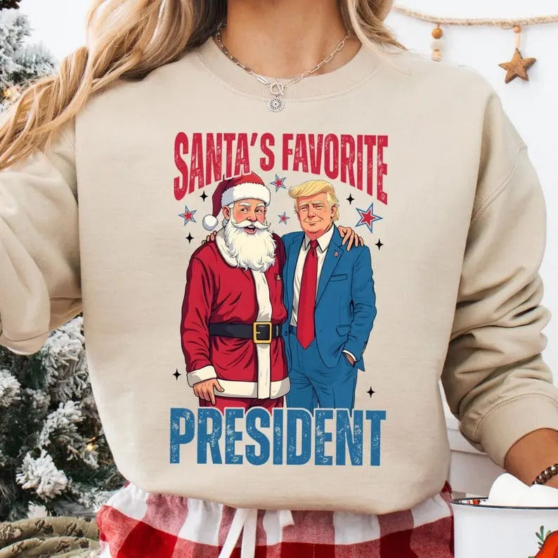 Santa's Favorite President Christmas Trump sweatshirt , 2024 Political sweatshirt, Merry Vibes T-Shirts, Hoodie