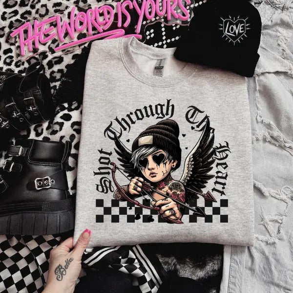 Sarcastic Sayings Crewneck Sweatshirt + Faux Patch Beanie, Emotionally Unstable, Be Kine, Chaos & Caffiene, Moody Bitch,...