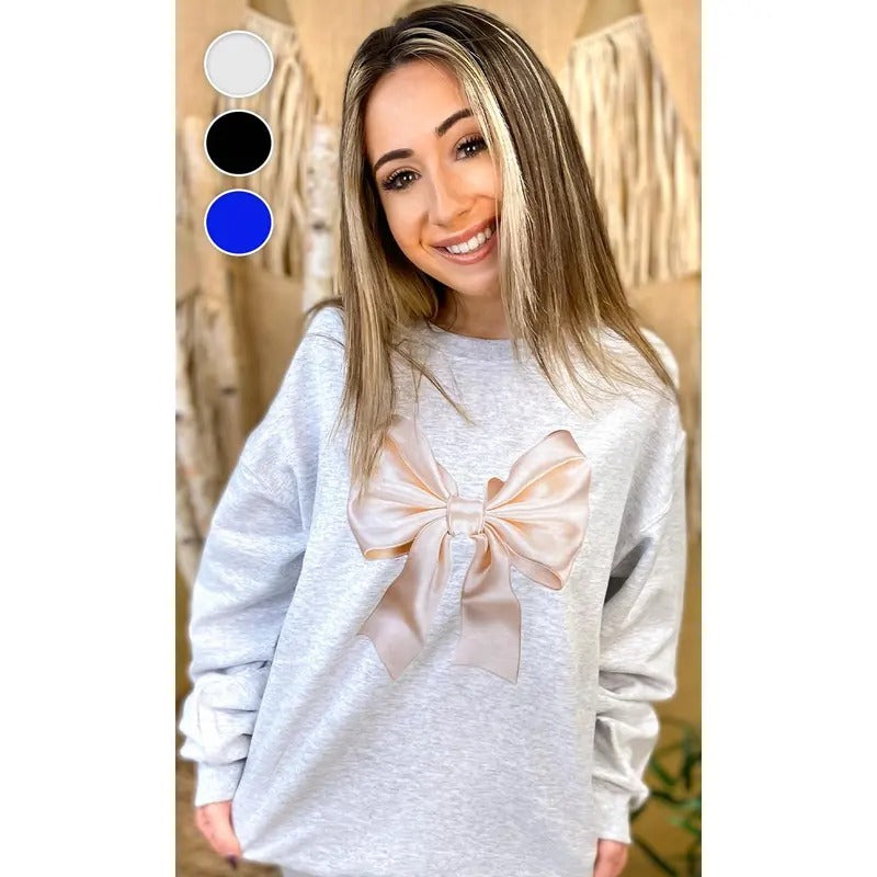Satin Bow Graphic Sweatshirt T-Shirts, Hoodie | TeeBloomCo.com
