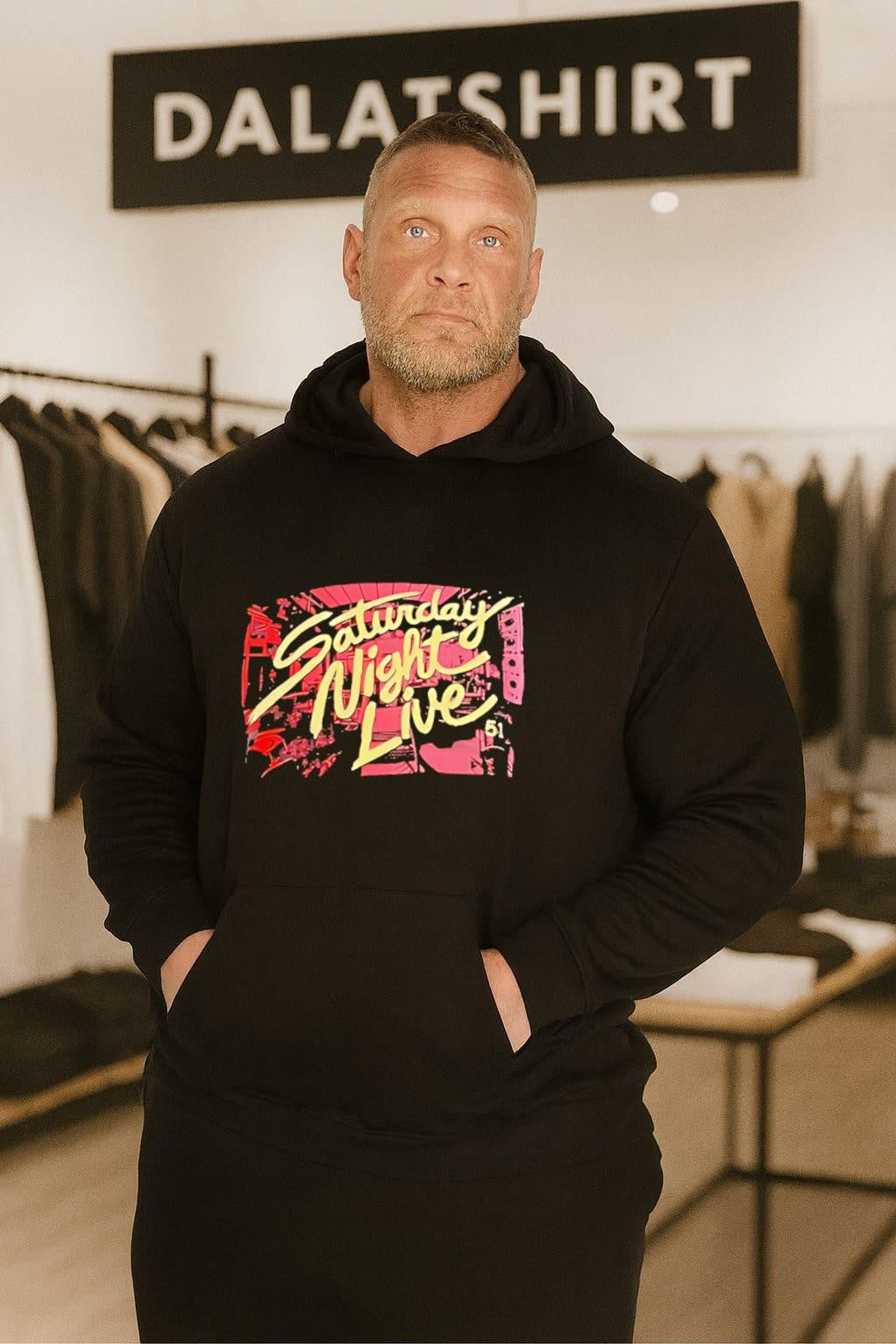 Saturday Night Live Studio Stage Pink Retro Script Logo shirt