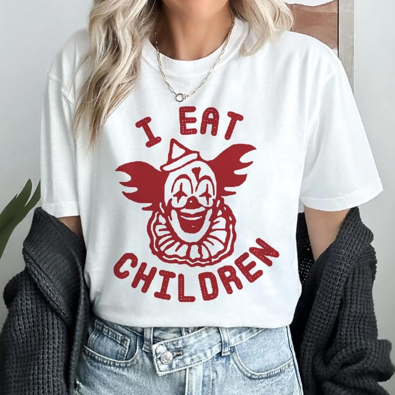 Scary Clown I Eat T Shirt IT Lovers Halloween Horror Movie Shirts Spooky Season Shirt Halloween Party Hoodie, Sweatshirt