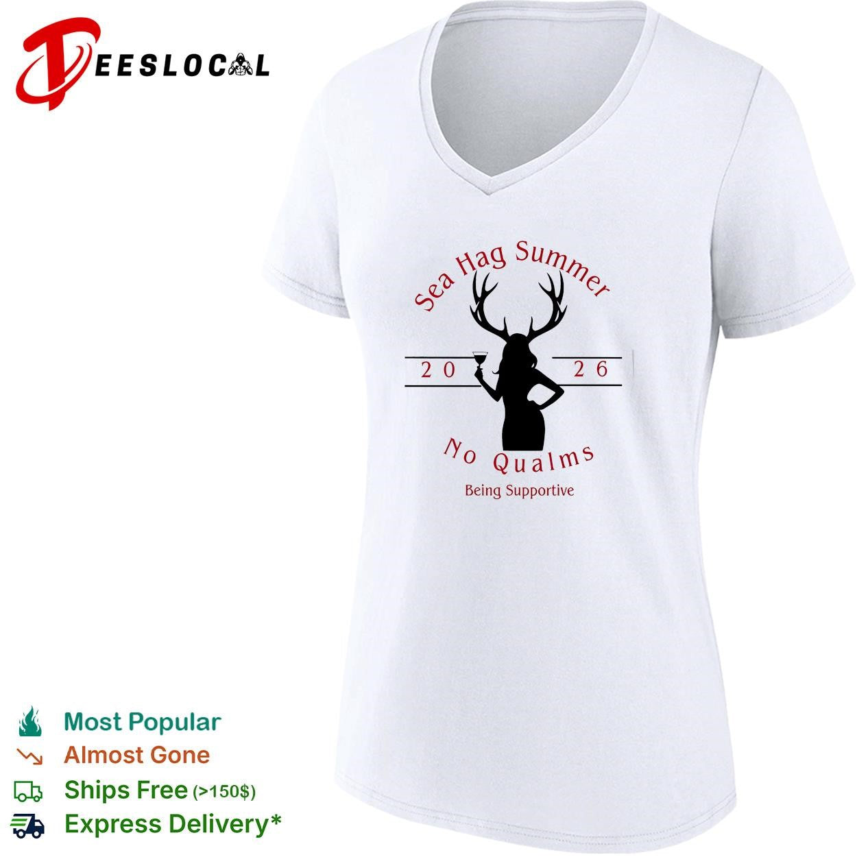 Sea Hag Summer 2026 no qualms antler woman supportive graphic shirt