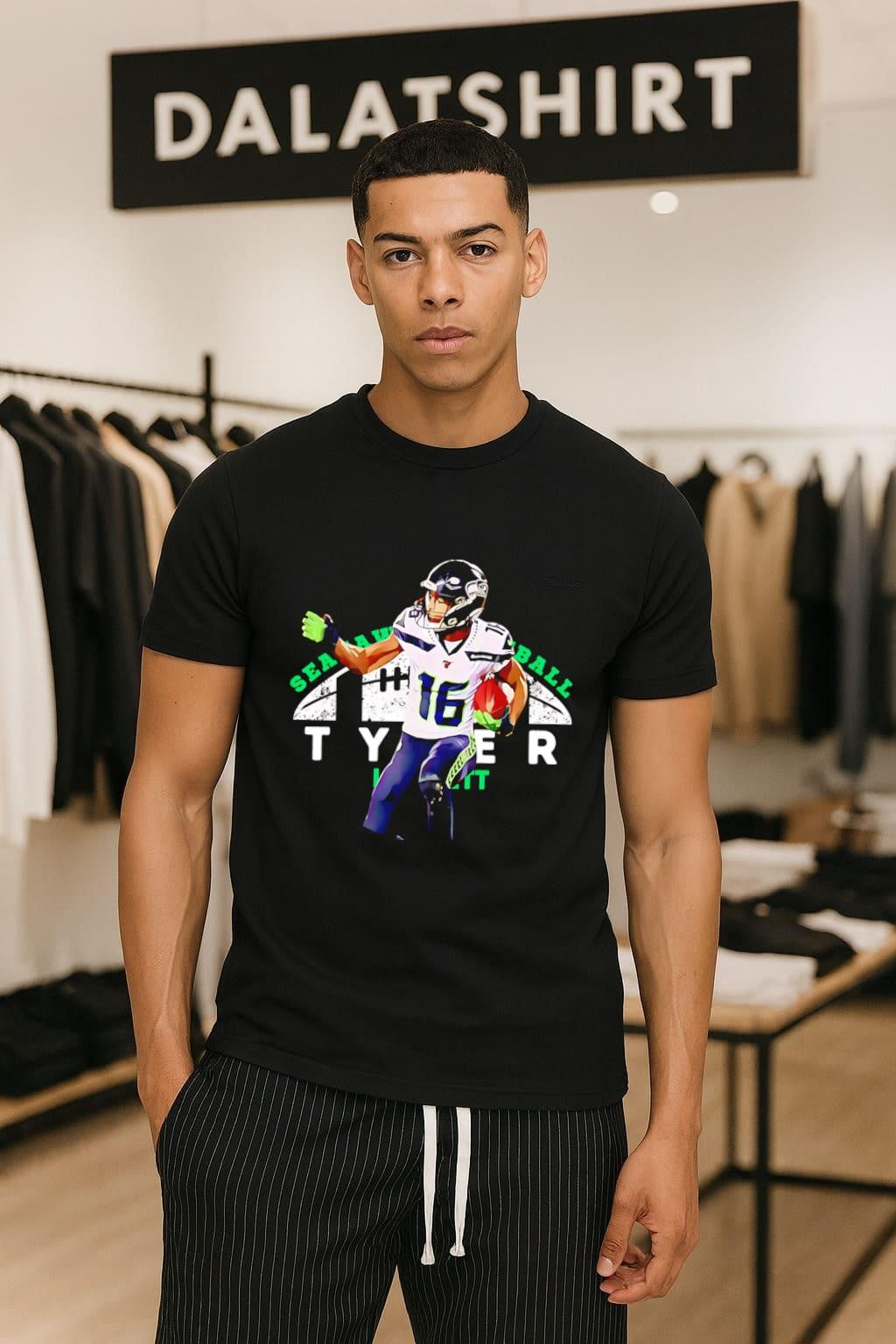Seahawks Football 16 Tyler Lockett Action Player Graphic Sport shirt