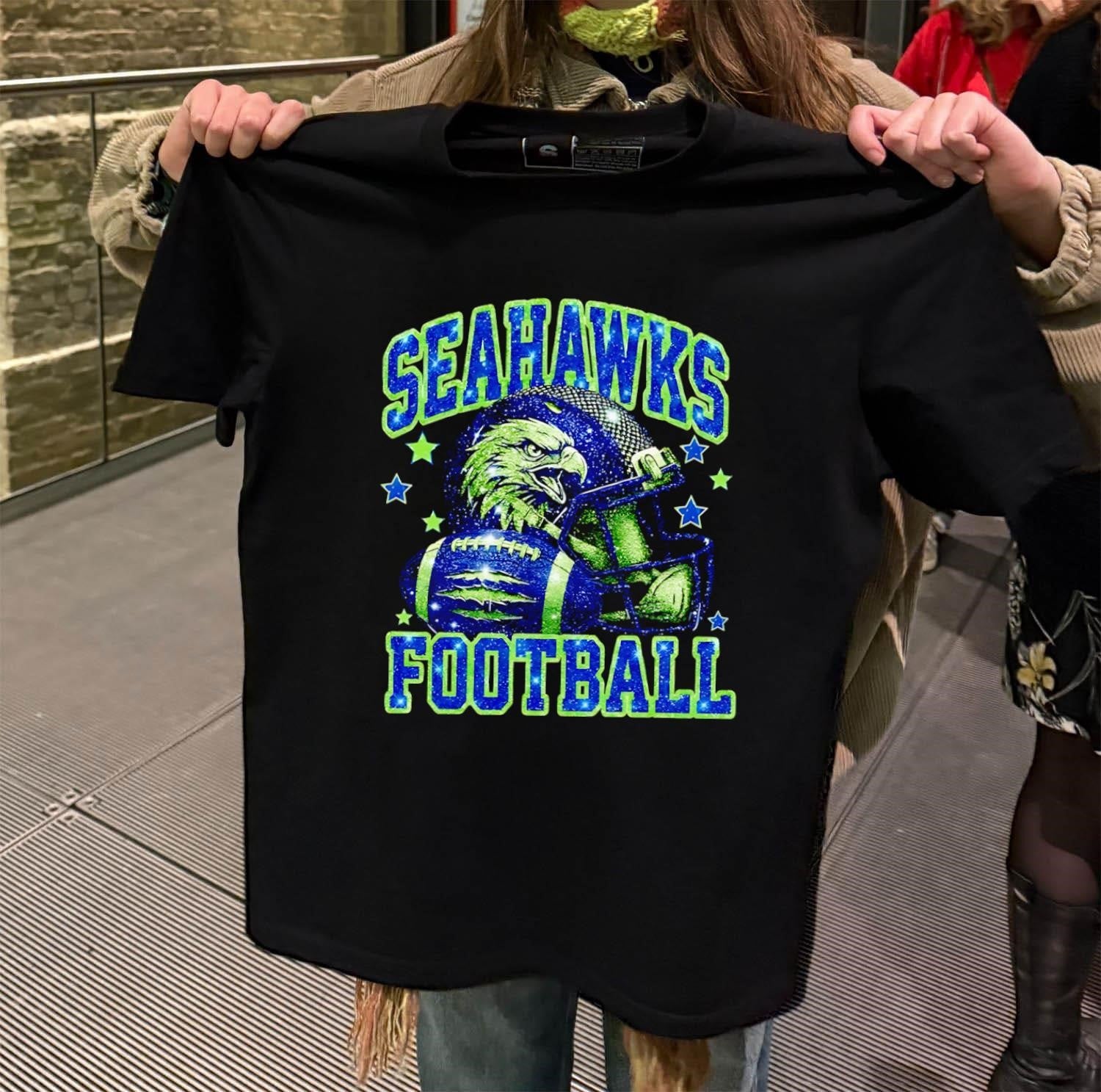 Seahawks Football Galaxy Sparkling Helmet Eagle Graphic Stars shirt