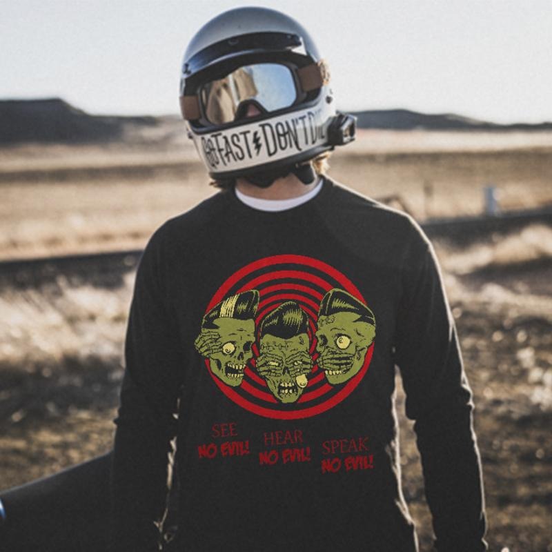 See No Evil Hear No Evil Speak No Evil SK Printed Men's Long-sleeved T-shirt