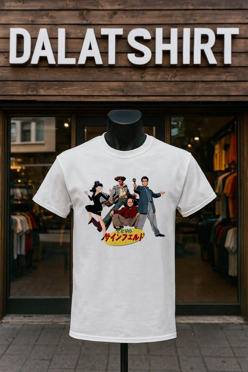 Seinfeld Anime Style Characters Japanese Text Mashup shirt