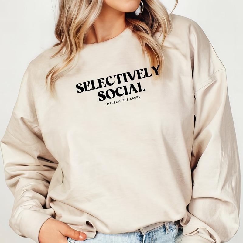 Selectively Social -  Funny Casual Wear, Relatable Anti-Social Sweater, Introvert Gift Idea - Adult Crewneck Sweatshirt...