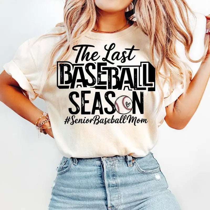 Senior Baseball Mom Shirt for Women The Last Baseball Season Class of 2025 Graduate Proud Mom Long Sleeve Pullover 100%...