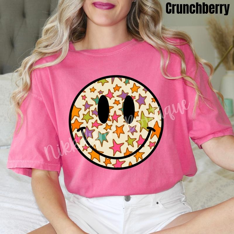 Sepia Stars Happy Face Comfort Colors T-Shirt 'NLB' Hoodie, Sweatshirt | TeeBloomCo.com