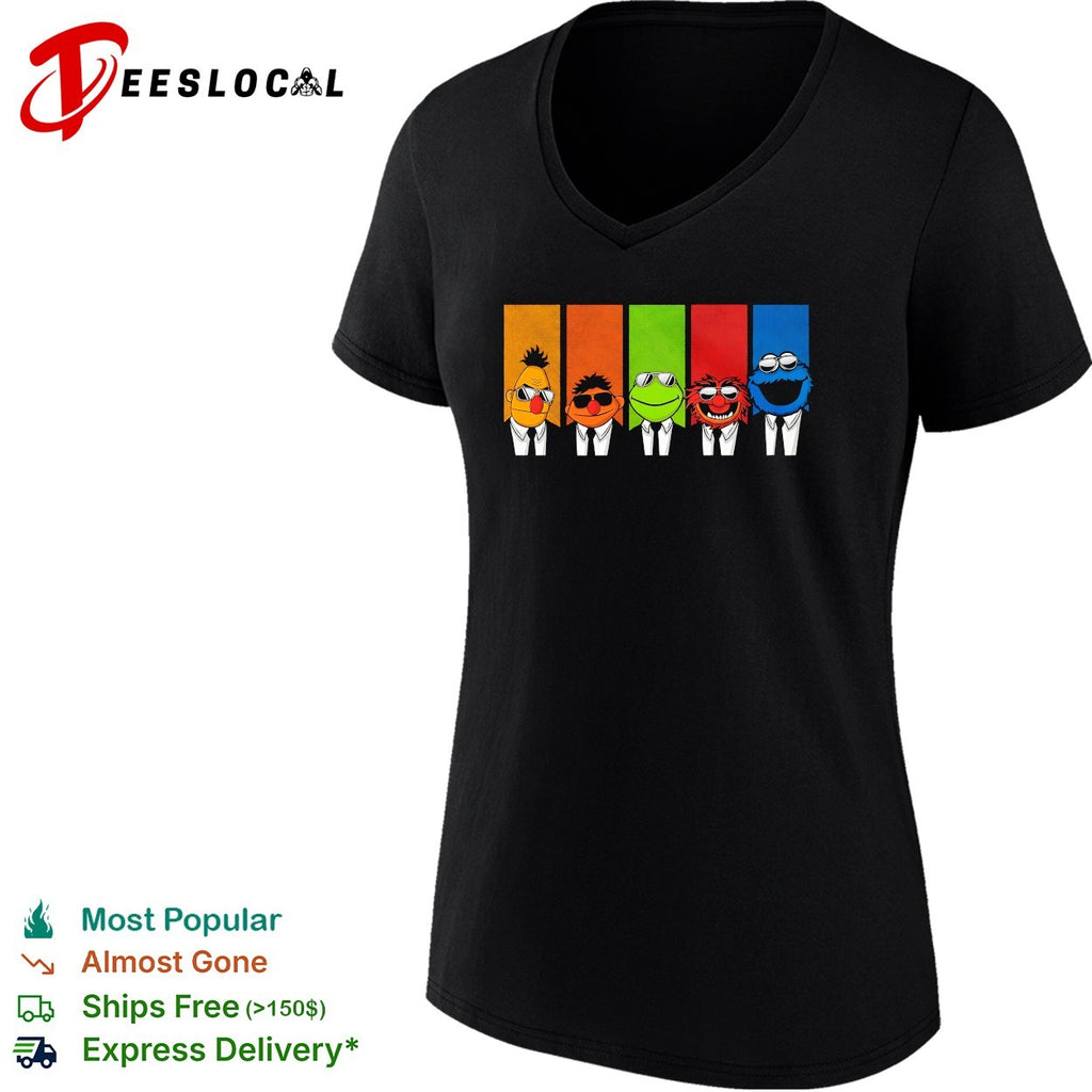 Sesame Street five characters suits sunglasses Reservoir Dogs parody art shirt