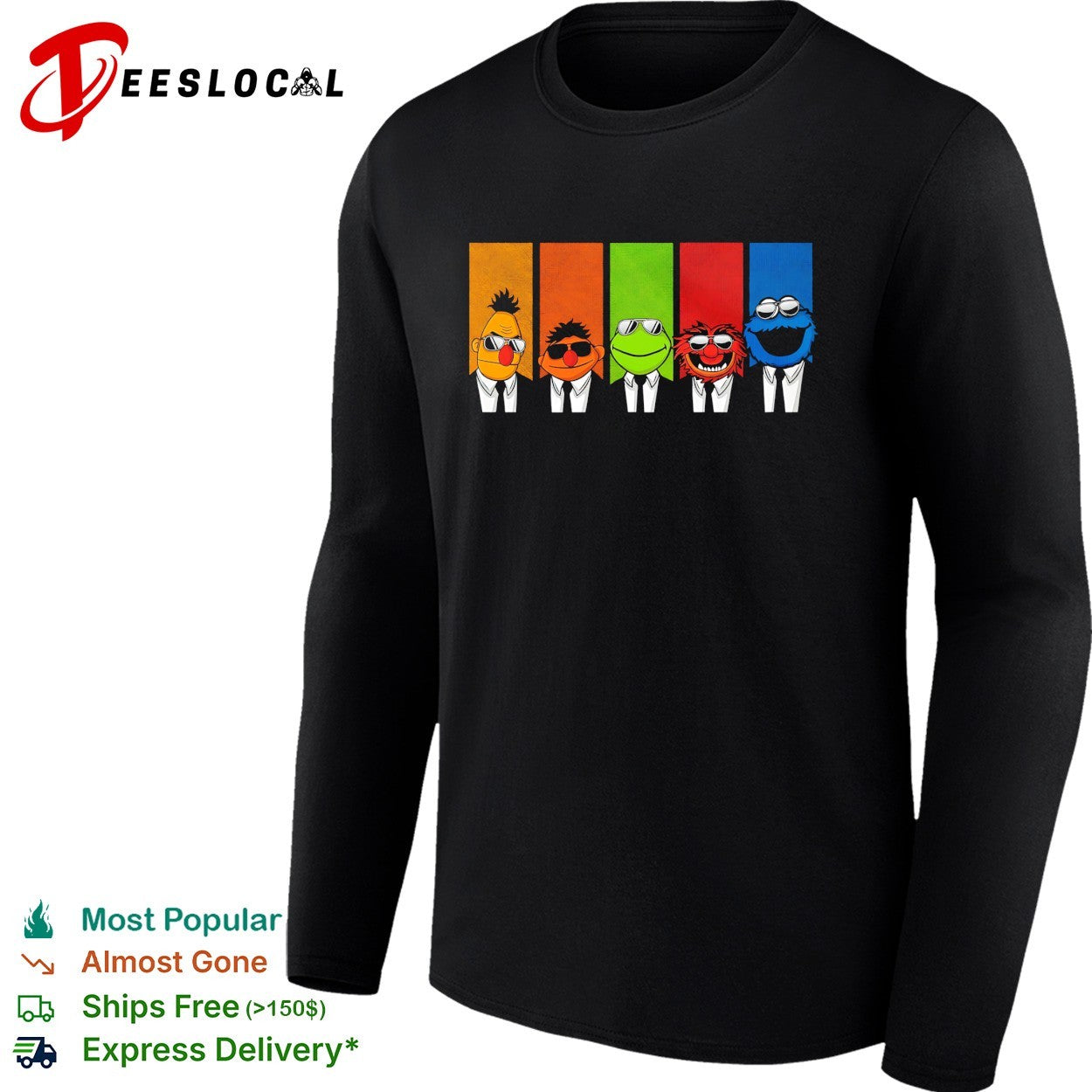 Sesame Street five characters suits sunglasses Reservoir Dogs parody art shirt