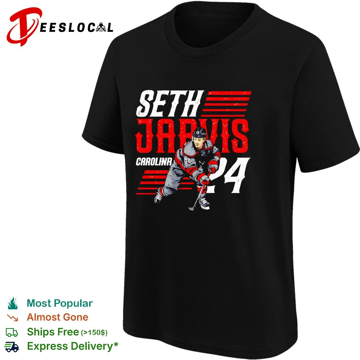 Seth Jarvis 24 Carolina Hurricanes hockey player shirt