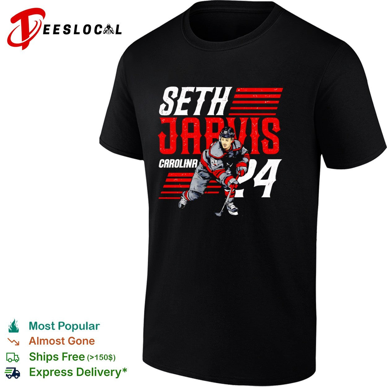 Seth Jarvis 24 Carolina Hurricanes hockey player shirt