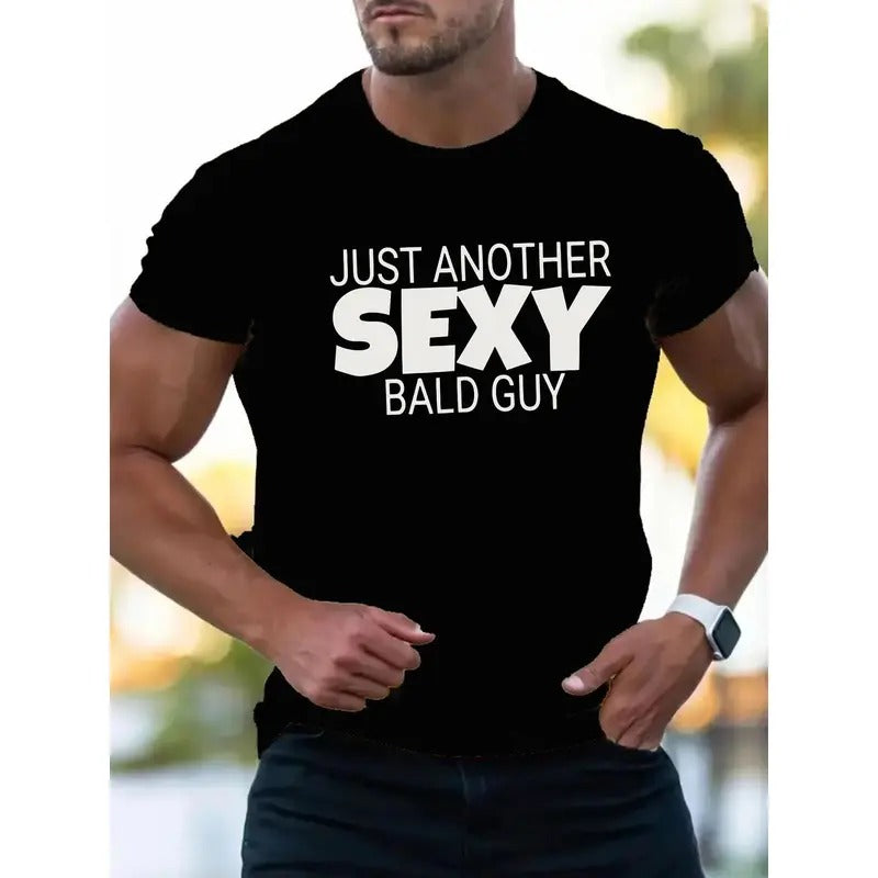 Sexy Bald Guy Letter Print T-Shirt