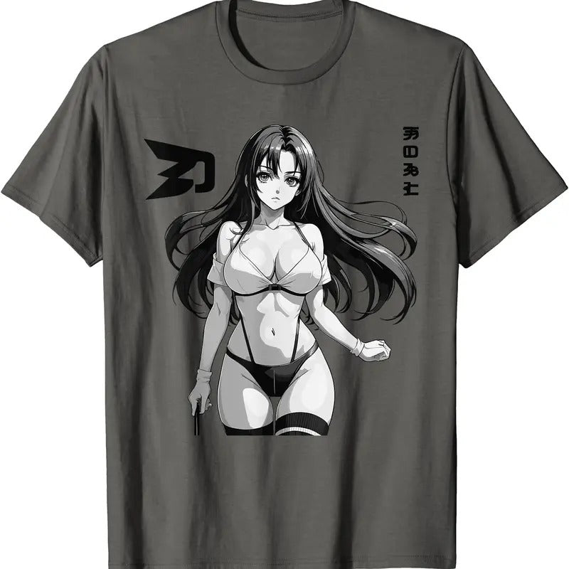 Sexy Waifu Otaku Anime Girl Japanese In Black And White Art TShirt Hoodie, Sweatshirt | TeeBloomCo.com
